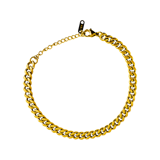 Gold Cuban Chain Anklet (medium)